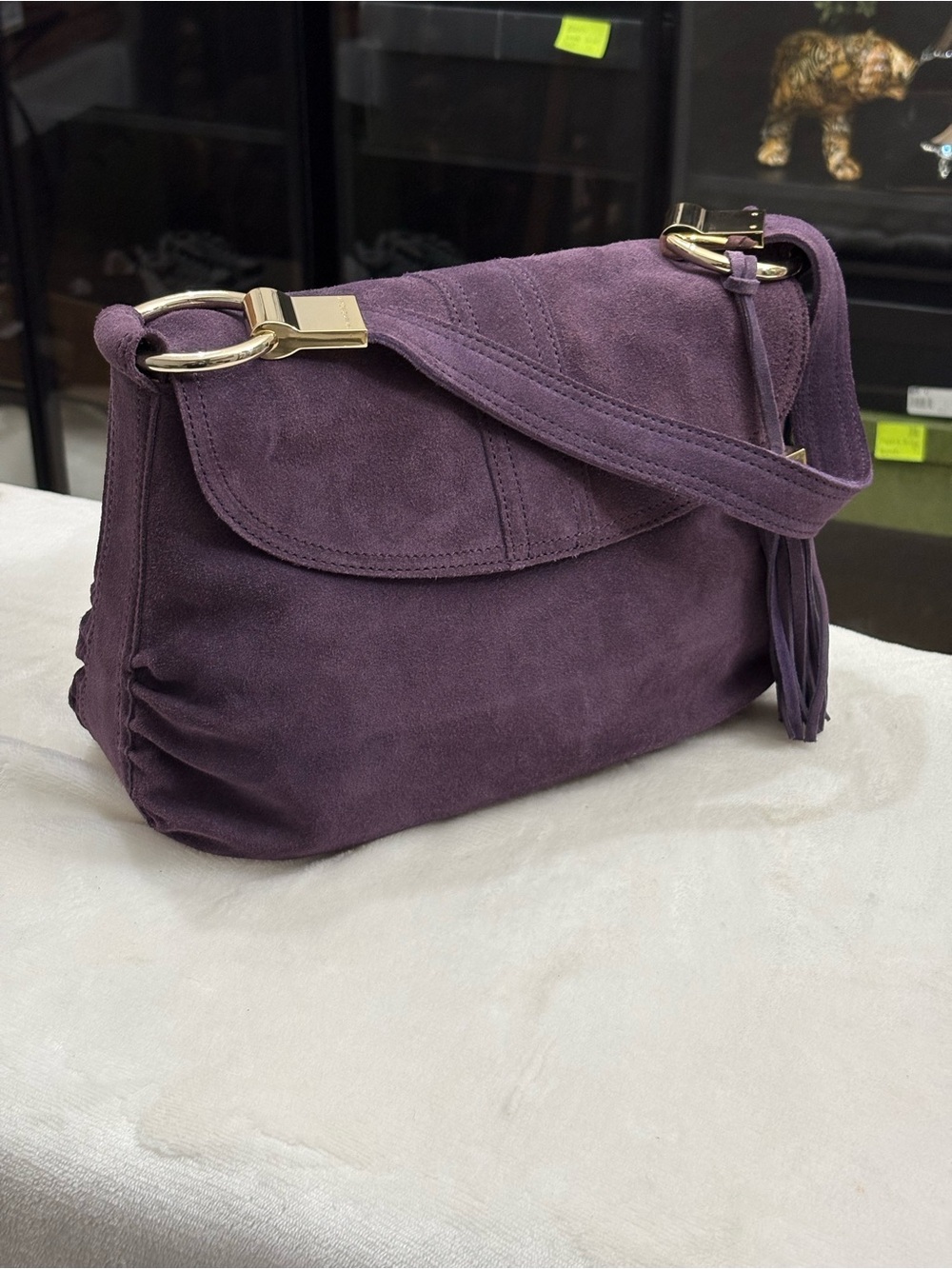 Antonio Melani Purple Suede Shoulder Bag